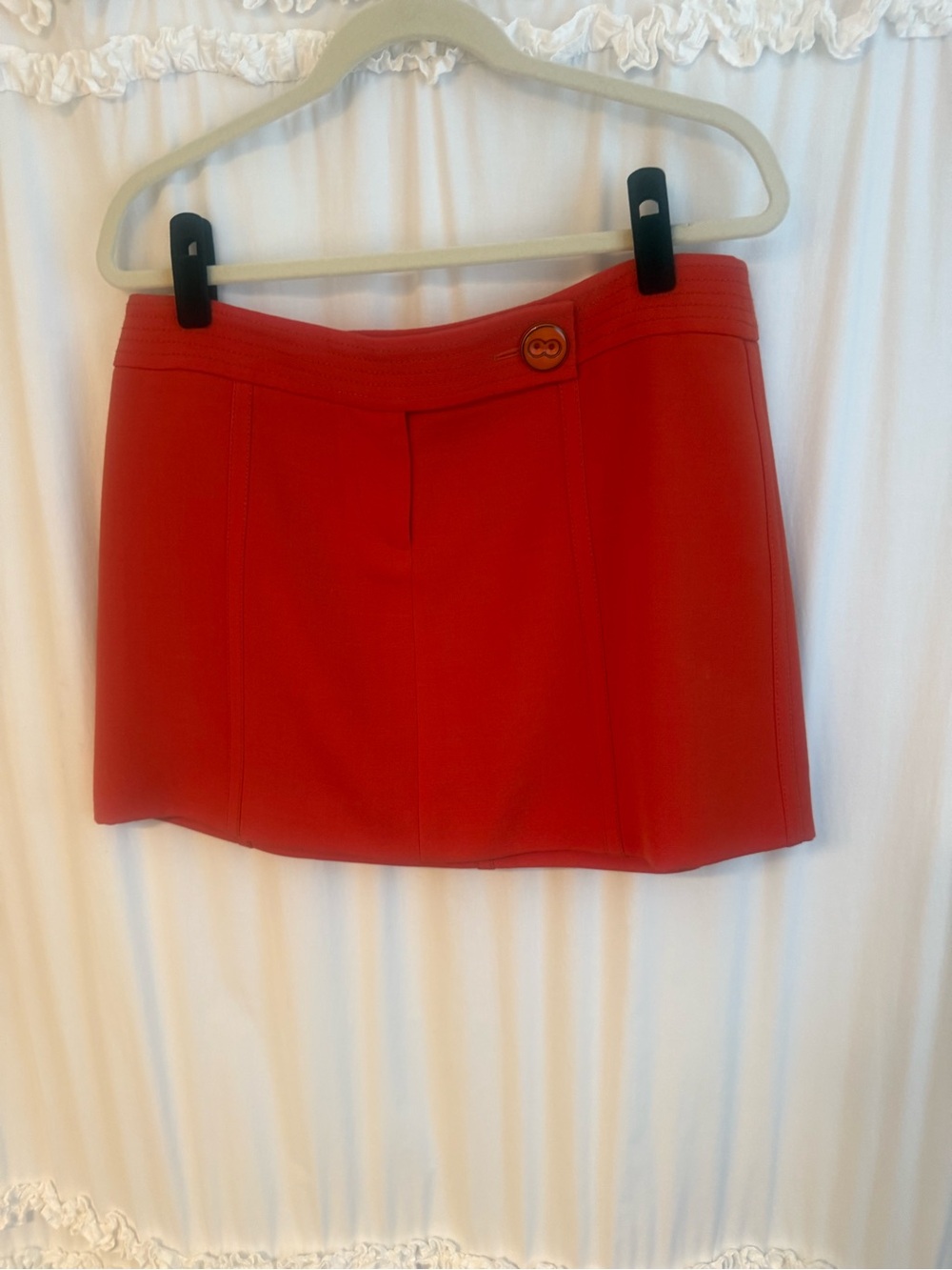 Karen Millen orange Mini Skirt with Button Waist Detail